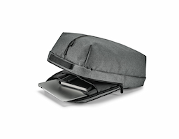 Mochila para notebook confeccionada em 600D de alta densidade. Com 2 compartimentos e 2 divisórias almofadadas para notebook até 15.6'' e tablet 10.5''. Parte posterior e alças almofadadas. 