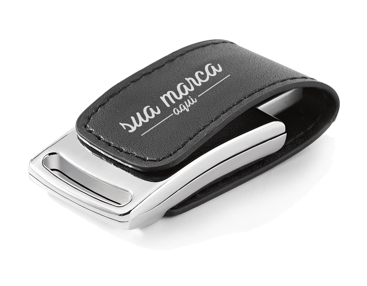 Pen drive em couro sintético com 8GB