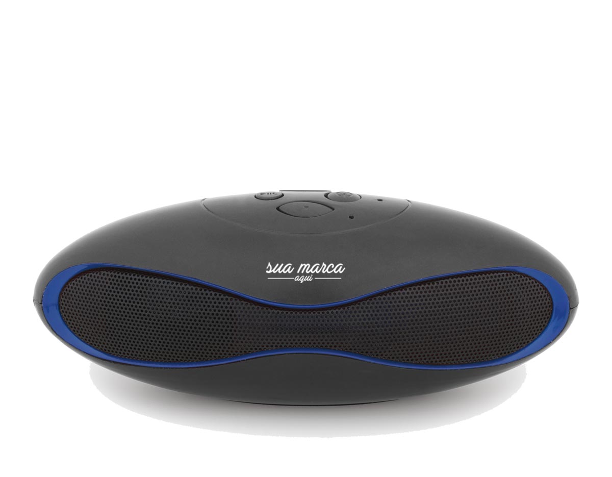 Caixa de som em ABS, com microfone. Acabamento emborrachado, bluetooth e 3W/4O. Autonomia até 3 h. Função para atender chamadas, controle de volume e conexão à playlist do dispositivo móvel. Incluso cabo USB.