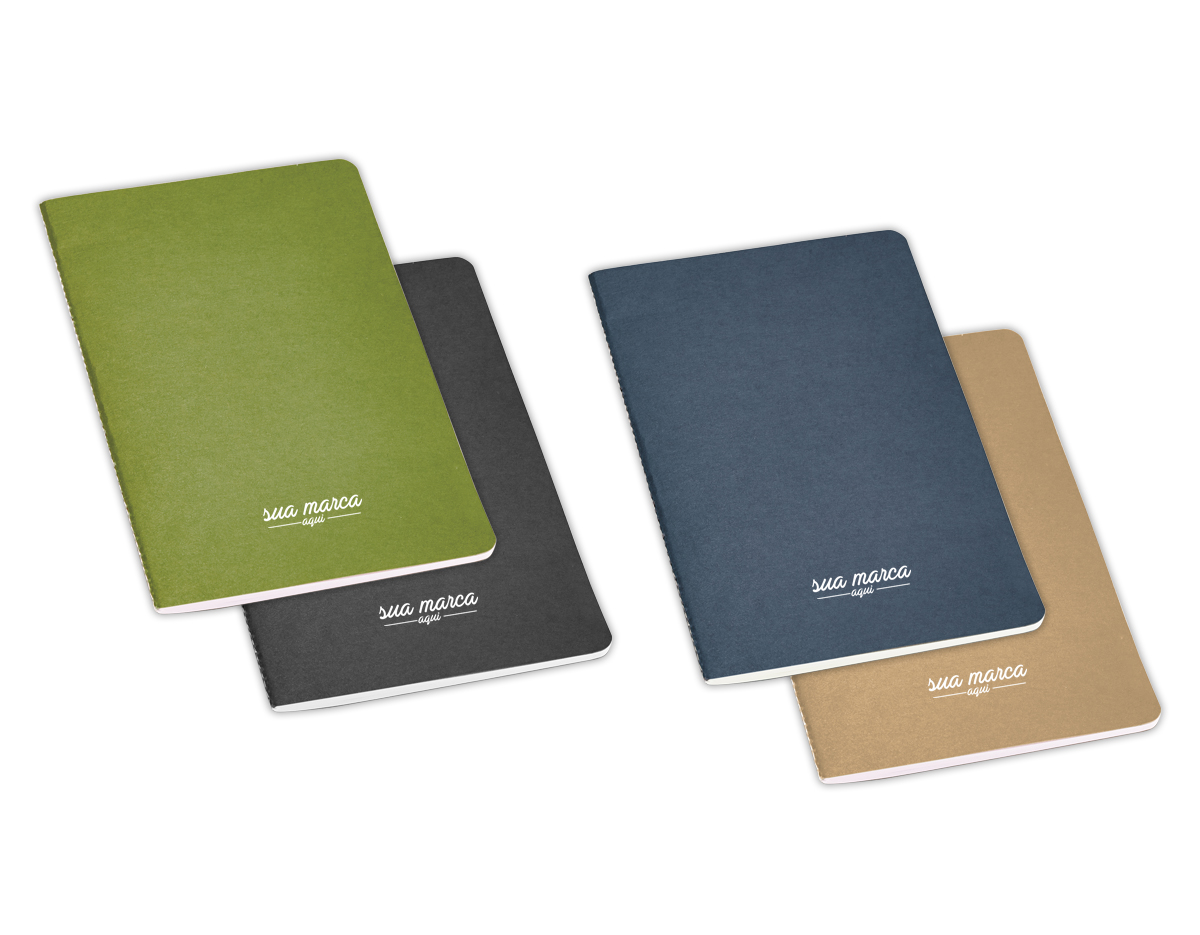 Caderno A5 com 40 folhas pautadas e capa flexível em cartão
