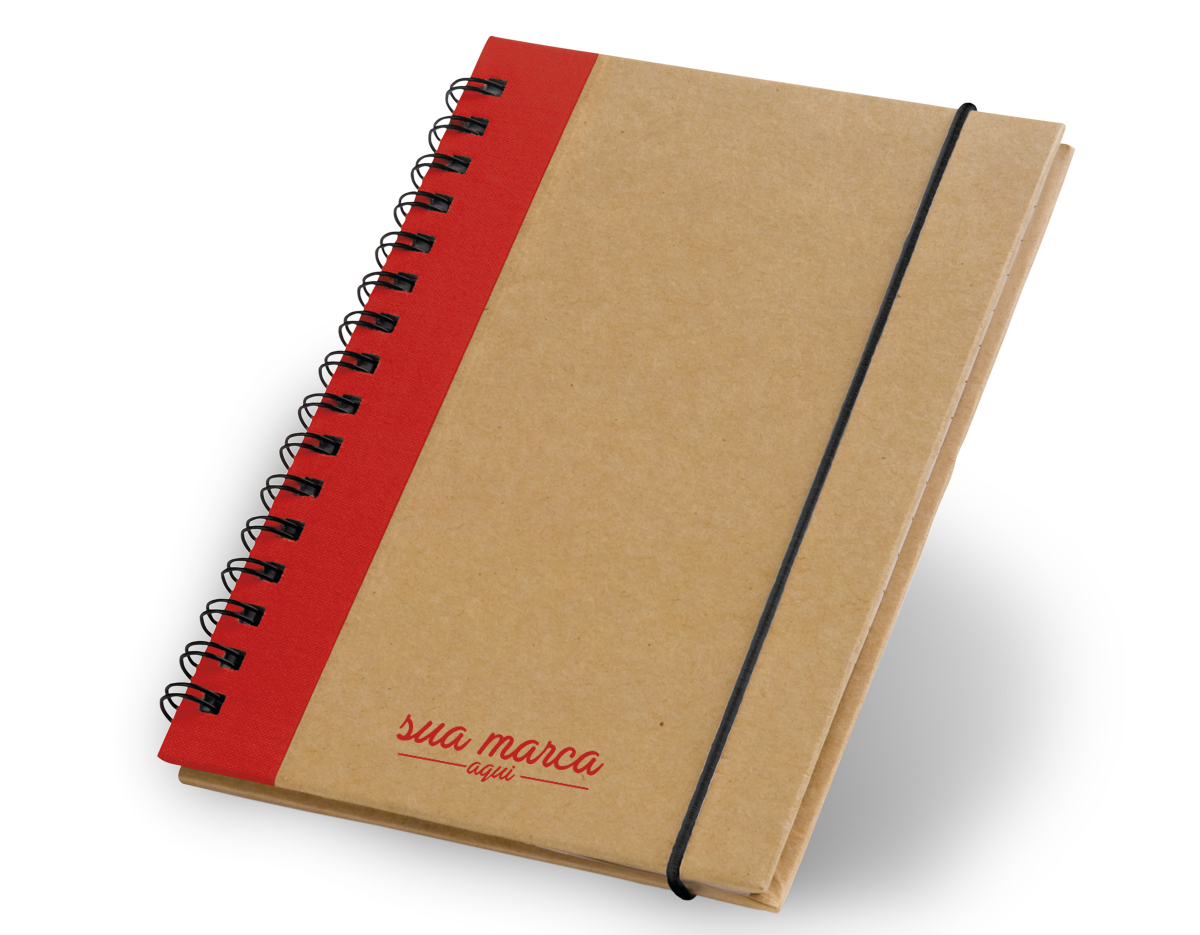 Caderno A6 em cartão com capa dura e 60 folhas lisas de papel reciclado. 105 x 145 mm