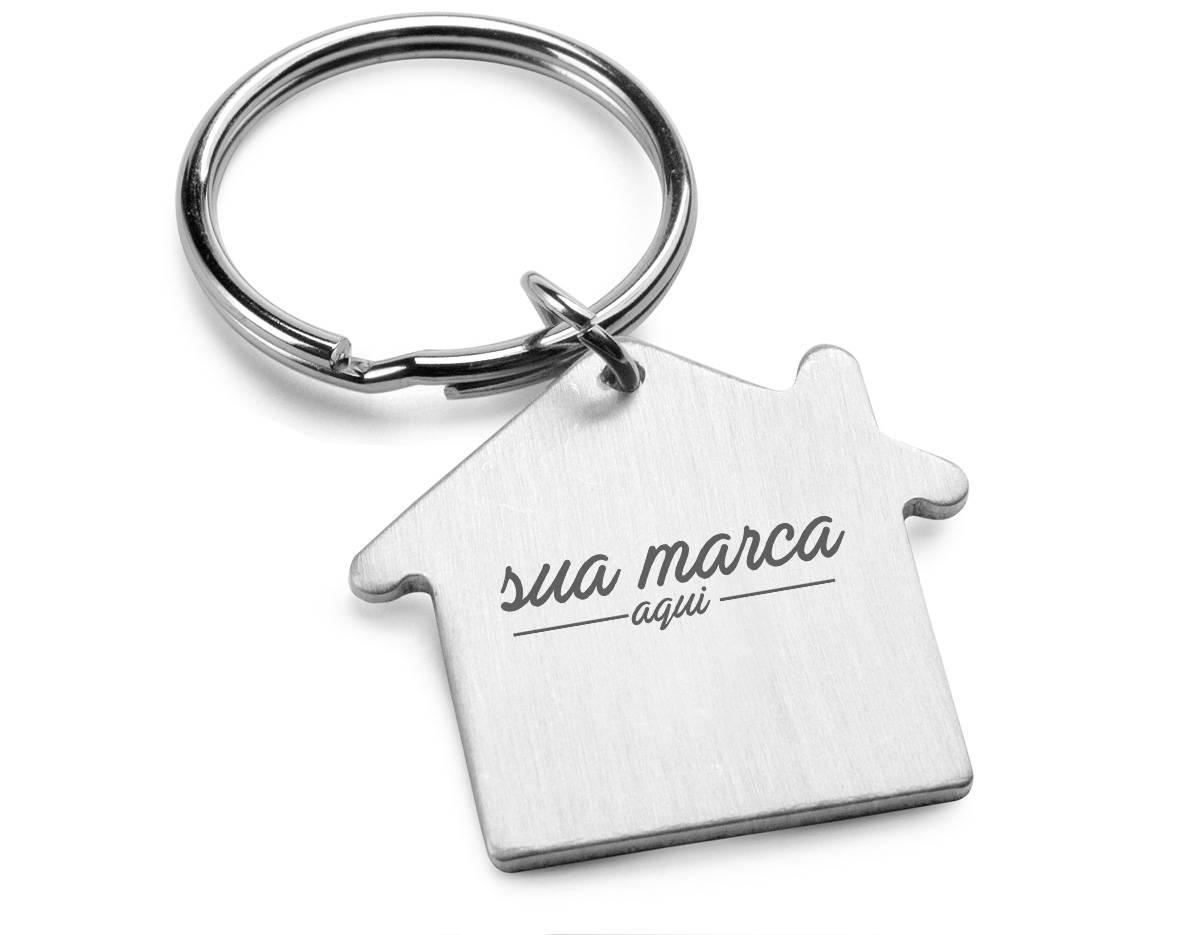 Chaveiro com formato casa em alumínio 38 x 35 x 2 mm