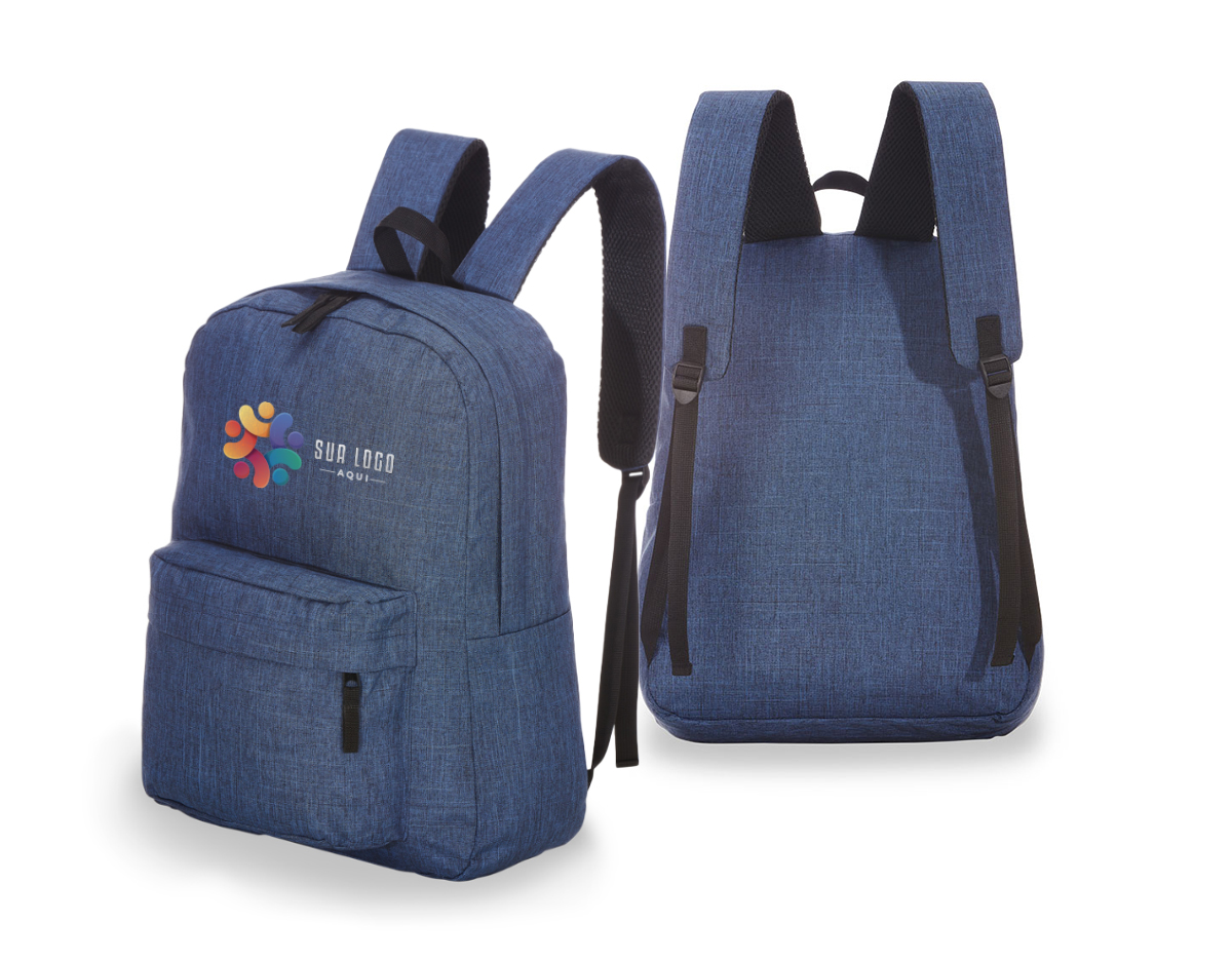 Mochila em Poliéster. Possui alça de mão e alças para as costas. 13x32x42cm