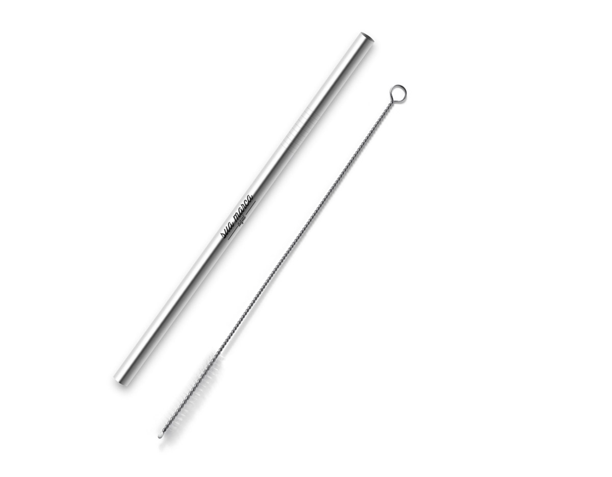 Canudo aço inox  Canudo: Ø6 x 215 mm | Escova de limpeza: 240 mm
