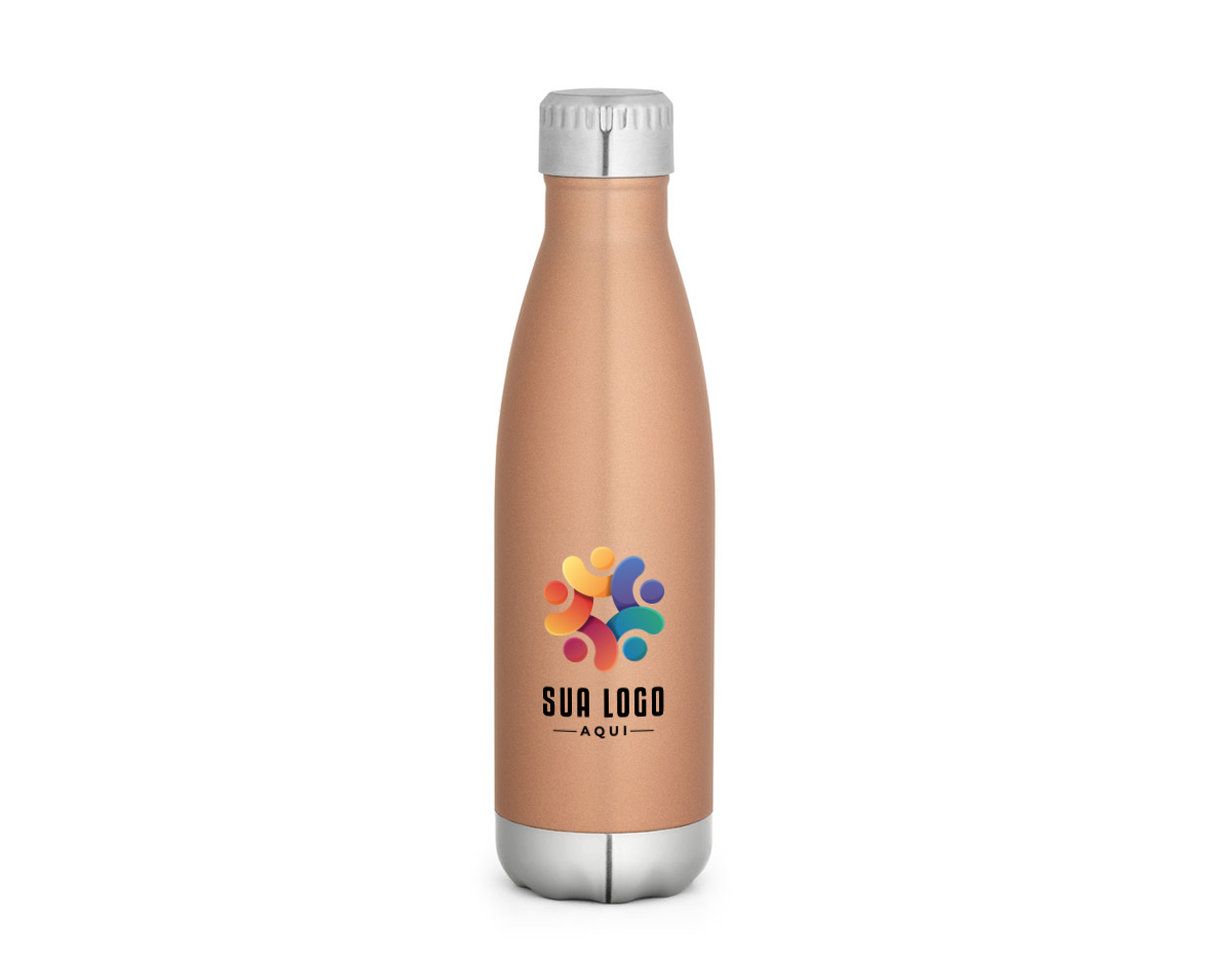 Squeeze aço inox com parede dupla e tampa com sistema de vácuo Ccpacidade até 510 ml.