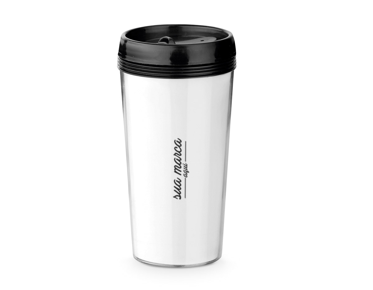 Copo de viagem PP e PS com corpo duplo capacidade  520 ml