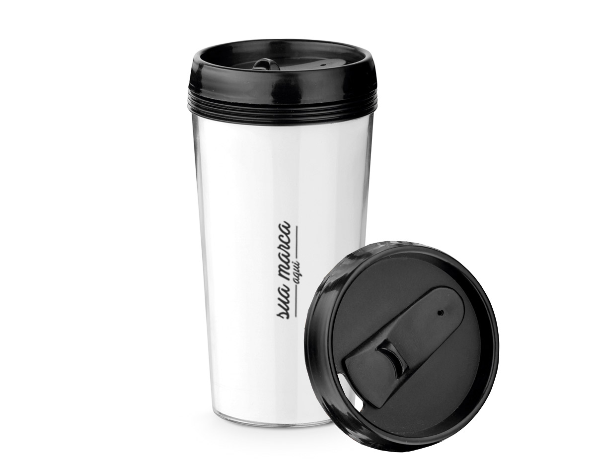Copo de viagem PP e PS com corpo duplo capacidade  520 ml