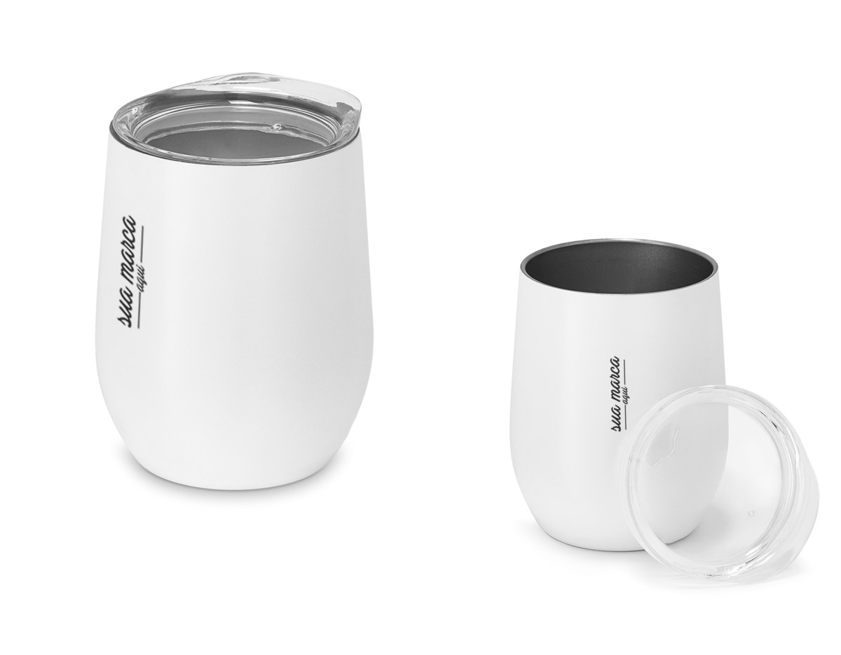 Copo de viagem aço inox com corpo duplo capacidade 400 ml