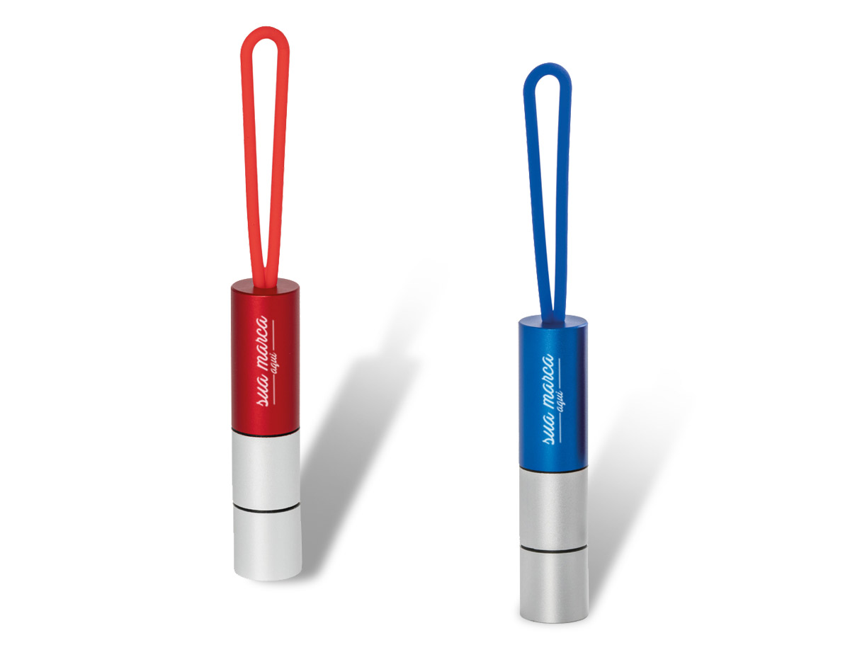 Chaveiro alumínio com 1 led  com porta comprimidos e fita em silicone