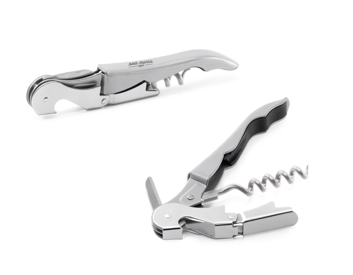 Saca-rolhas metal com abridor de garrafas e canivete de sommelier espiral em aço inox