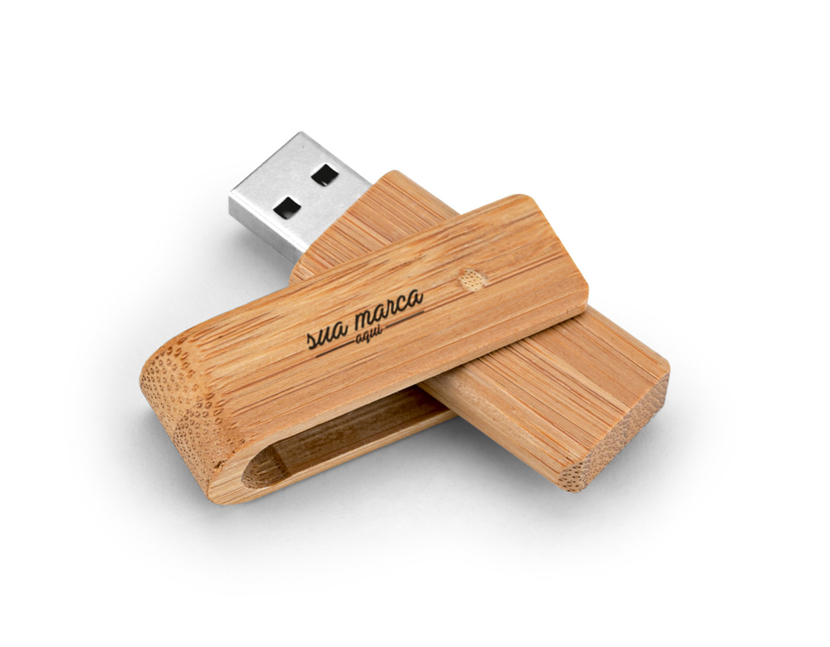 Pen drive. Bambu. Capacidade: 8GB.