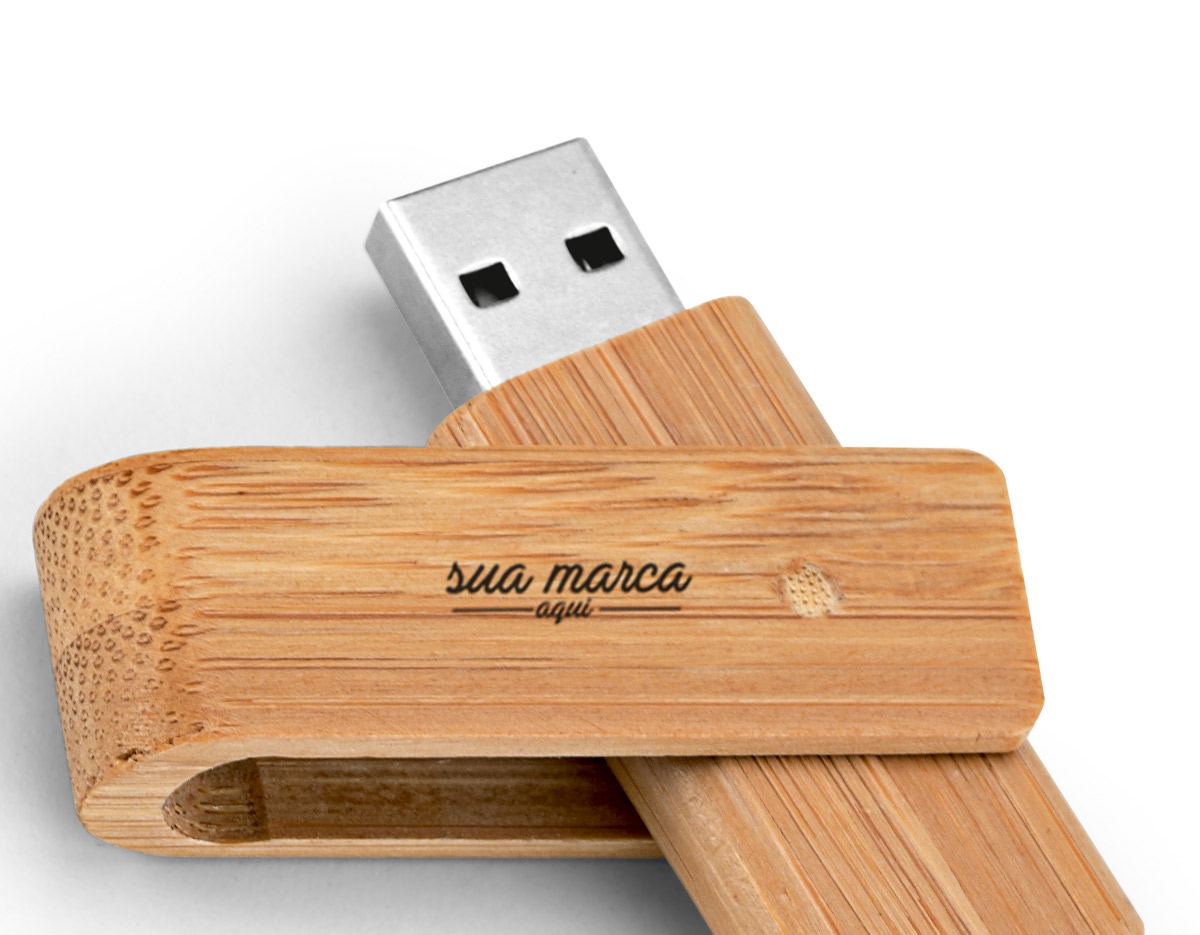 Pen drive. Bambu. Capacidade: 8GB.