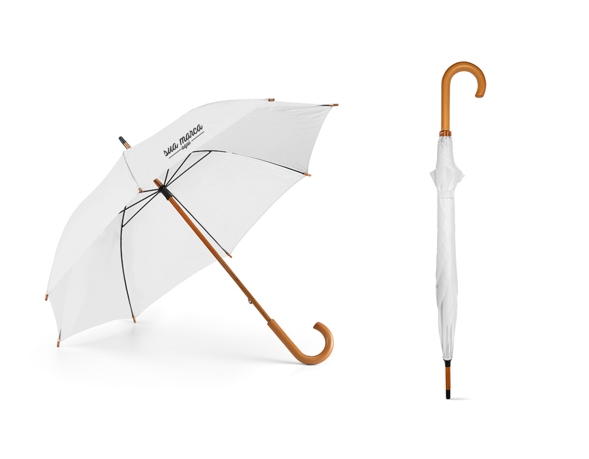 Guarda chuva poliéster 190T Haste e pega em madeira