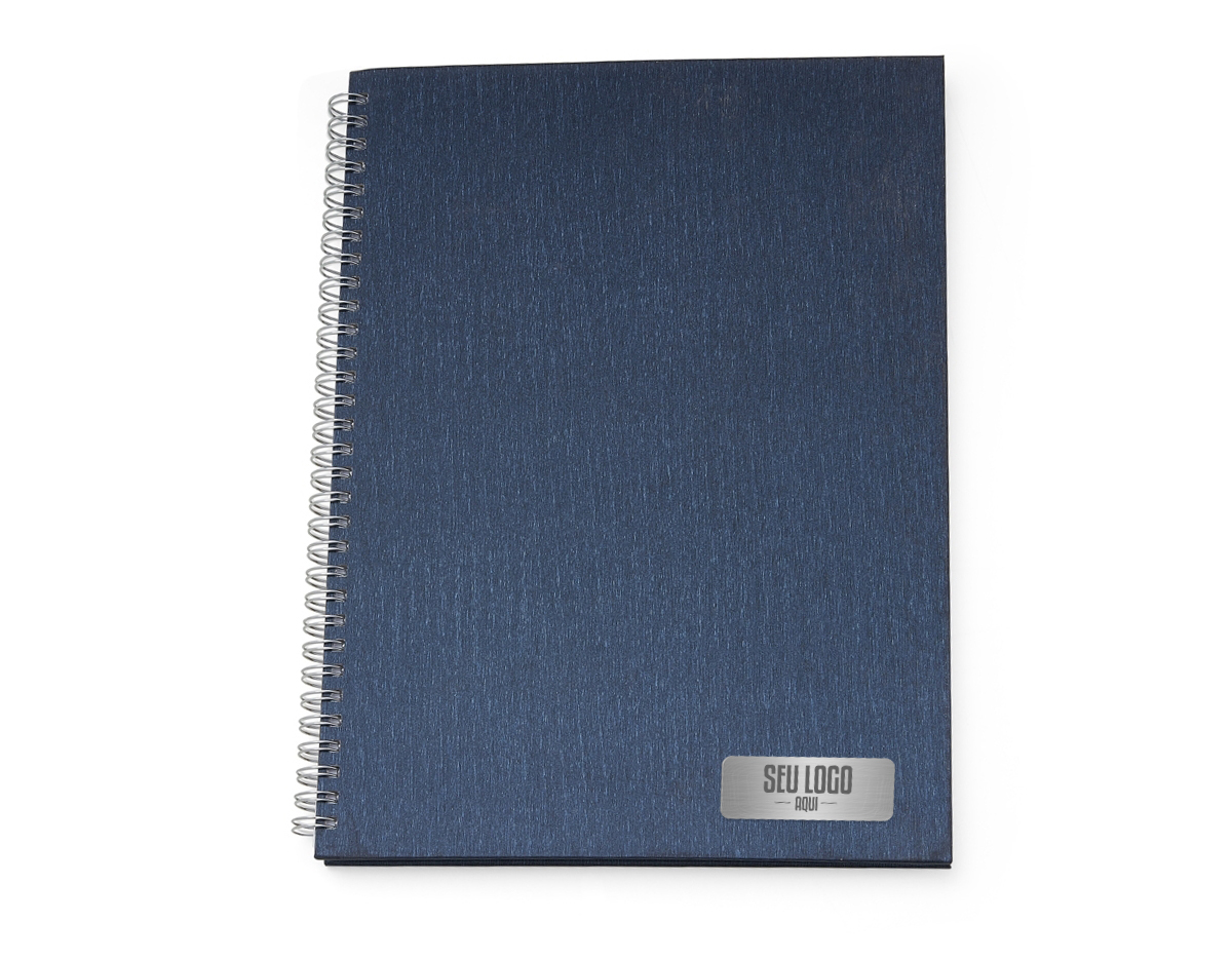 Caderno de negócios grande com pintura metalizada e wire-o prata. Miolo permanente e folhas para preenchimento de dados pessoais, comerciais e contatos 100 folhas brancas com pauta