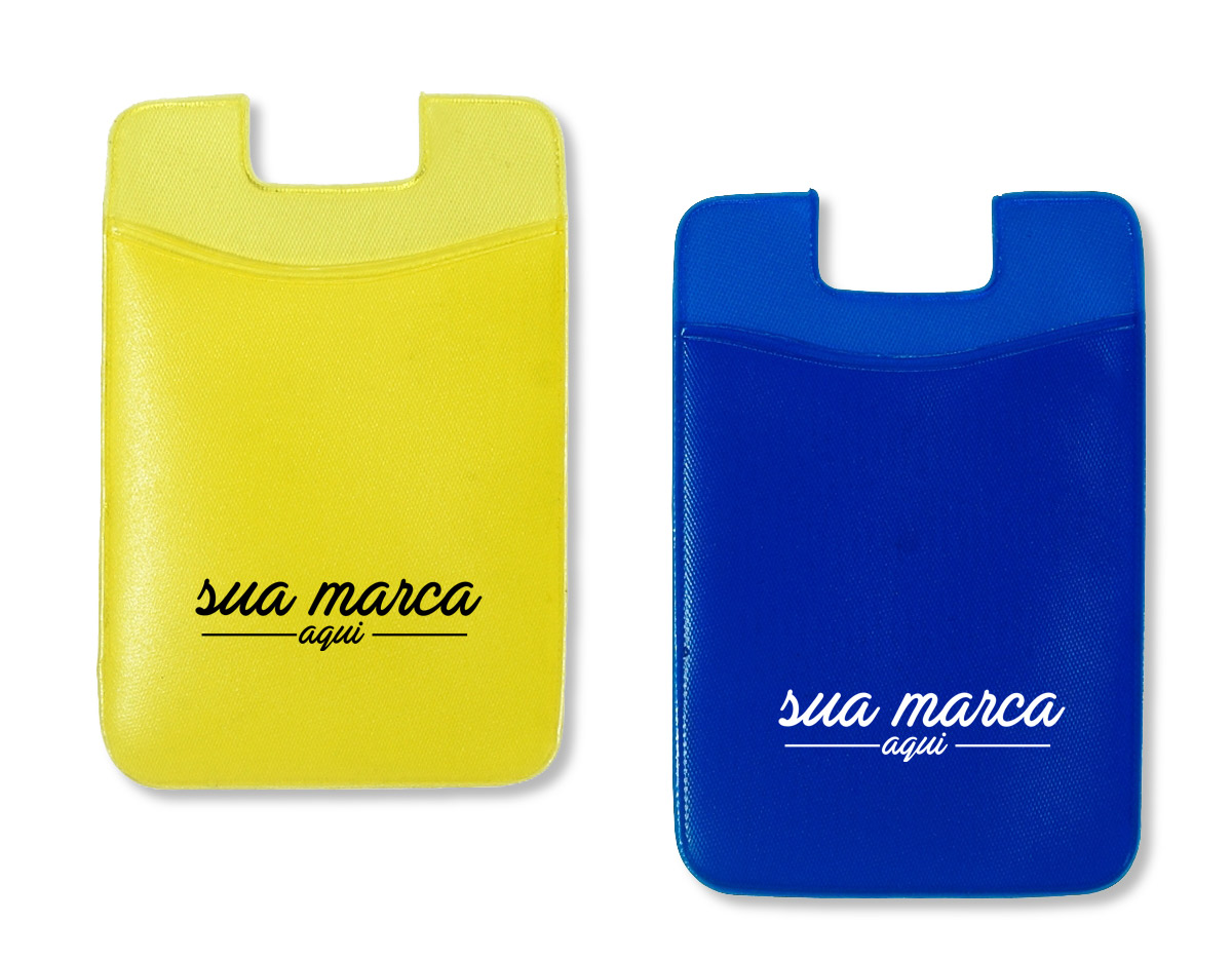 Adesivo porta cartão para celular, basta remover o selo traseiro e colar a parte adesivada no celular. Material de pvc com textura áspera/porosa.