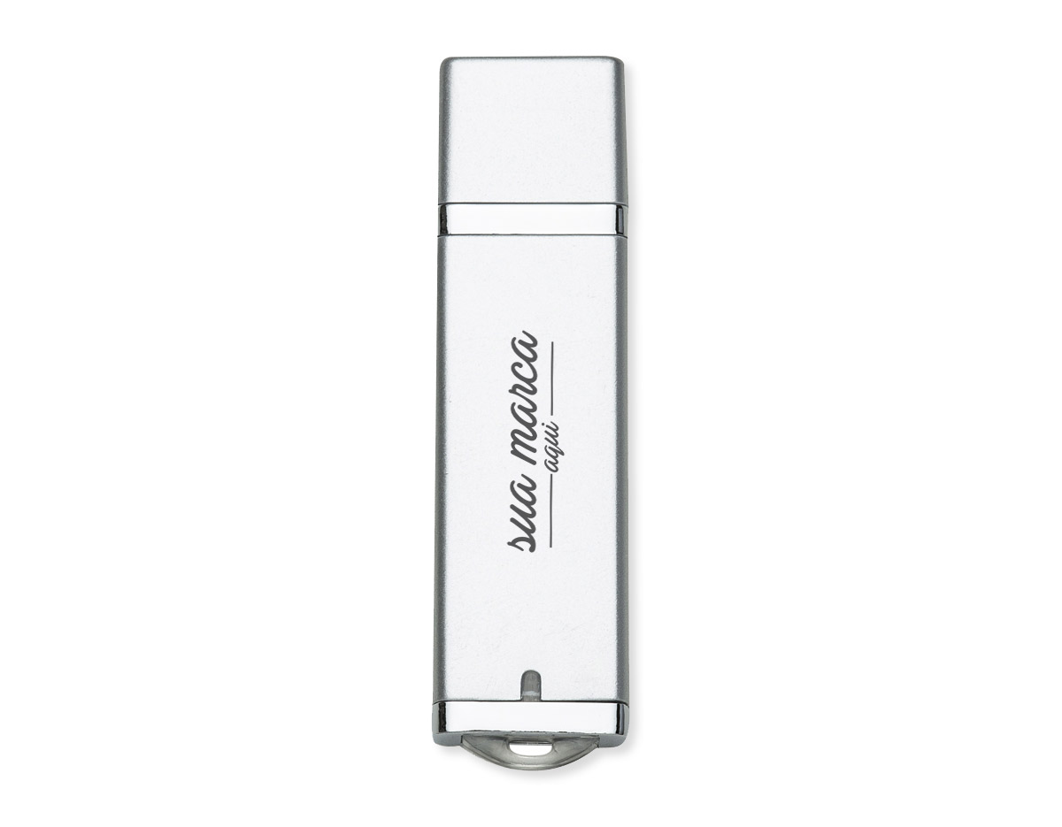 Pen drive Super Talent 4GB em plástico resistente, corpo cinza com detalhes prata. Possui tampa e ao conectar no USB uma luz irá acender na parte inferior.