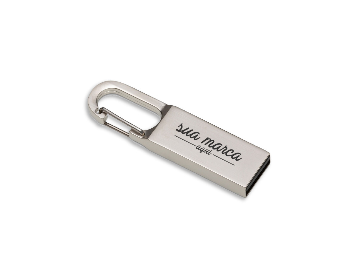 Pen drive metal fosco com mosquetão. Capacidade de 4GB																									