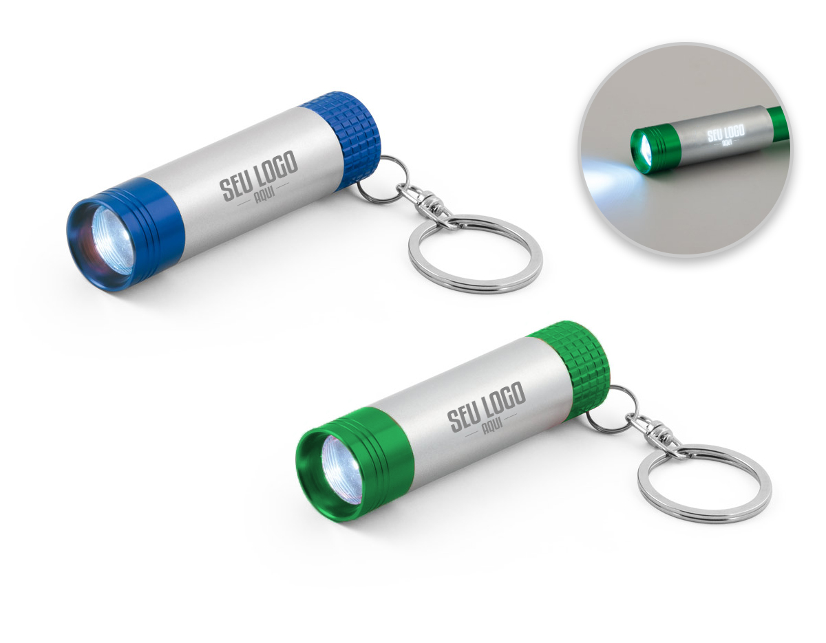 Lanterna em alumínio com LED interior e chaveiro