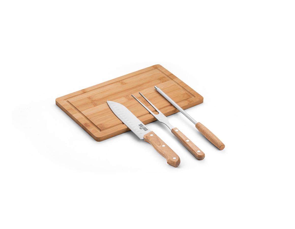 Kit churrasco 3 utensílios bambu