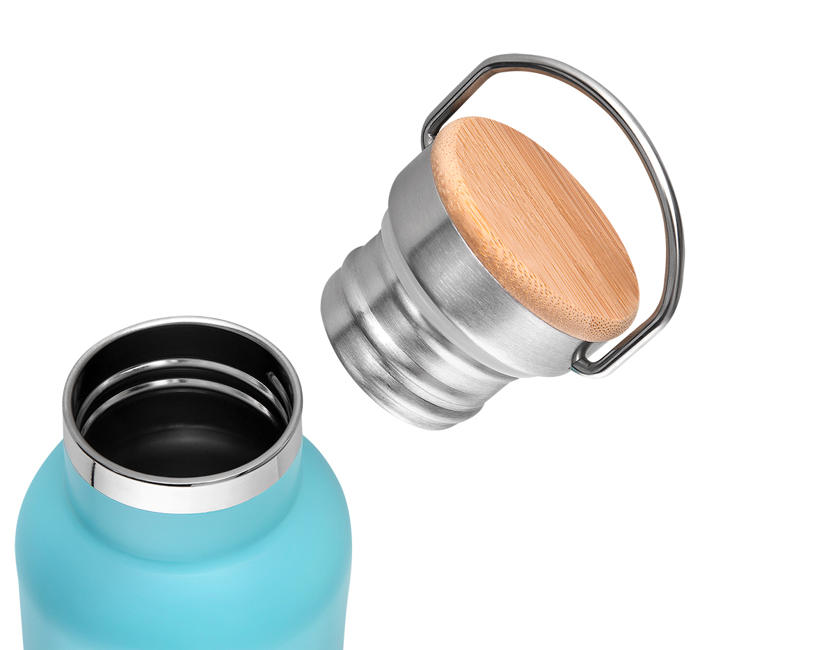 Garrafa em aço inox parede dupla de 500ml, conserva a temperatura quente ou fria