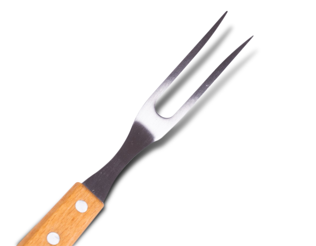 Kit churrasco, contendo: 5 peças
Tábua
Garfo trinchante
Faca para carne 
Faca para churrasco
Faca para vegetais
Obs.:Os componentes de madeira e bambu poderão apresentar tonalidades diferente.