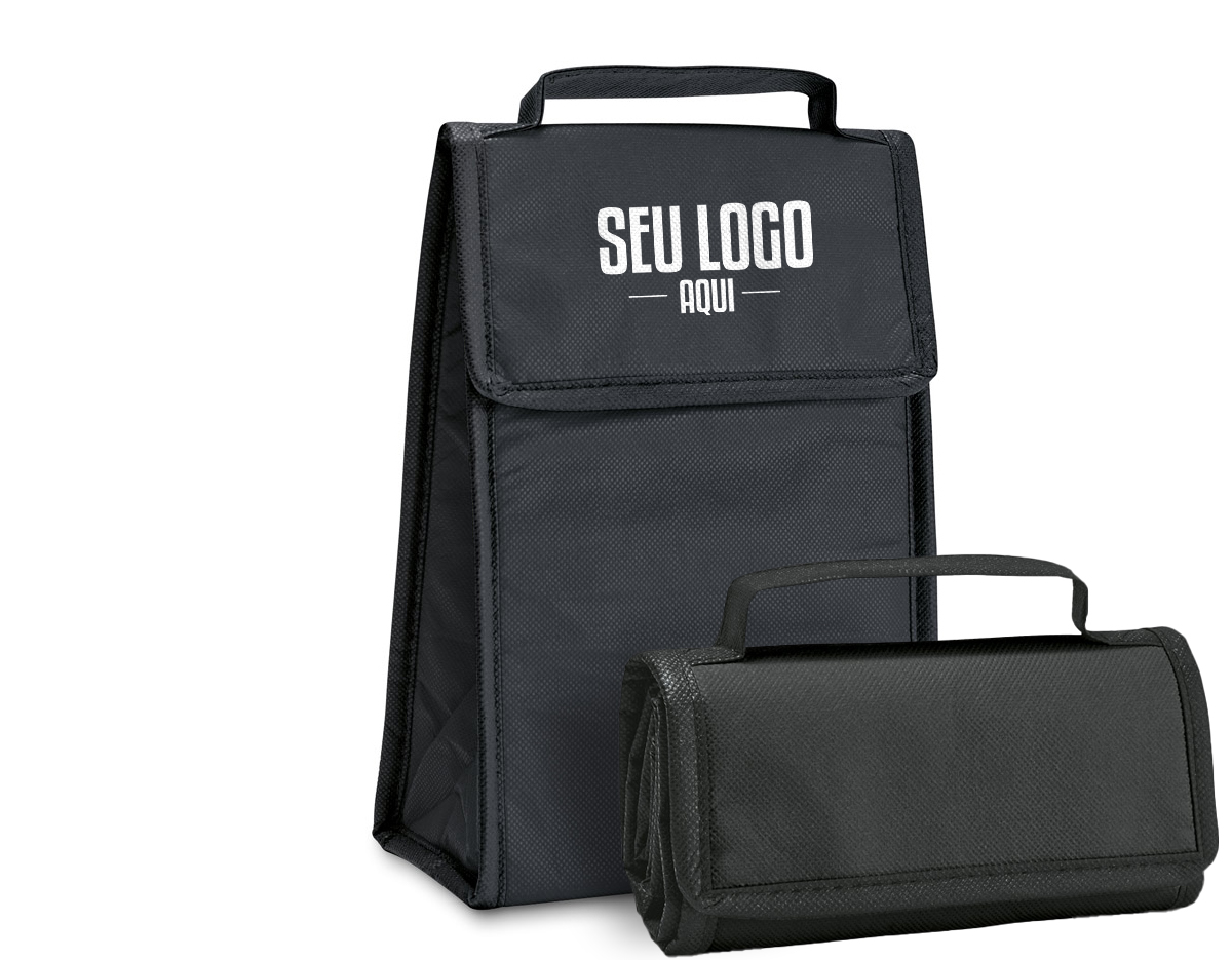 Bolsa térmica dobrável em non-woven (80 g/m²) com fecho em velcro e com capacidade até 3 L. Food grade. Bolsa fornecida desdobrada. Dobrada: 170 x 95 x 40 mm | Aberta: 170 x 265 x 110 mm