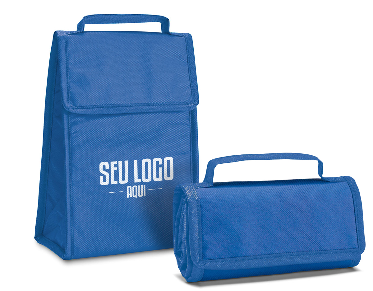 Bolsa térmica dobrável em non-woven (80 g/m²) com fecho em velcro e com capacidade até 3 L. Food grade. Bolsa fornecida desdobrada. Dobrada: 170 x 95 x 40 mm | Aberta: 170 x 265 x 110 mm