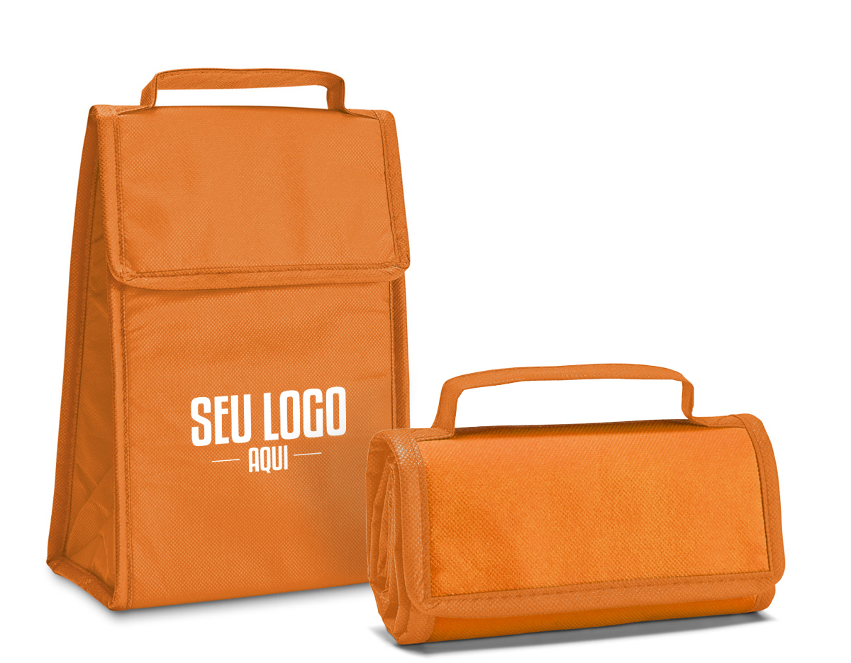 Bolsa térmica dobrável em non-woven (80 g/m²) com fecho em velcro e com capacidade até 3 L. Food grade. Bolsa fornecida desdobrada. Dobrada: 170 x 95 x 40 mm | Aberta: 170 x 265 x 110 mm