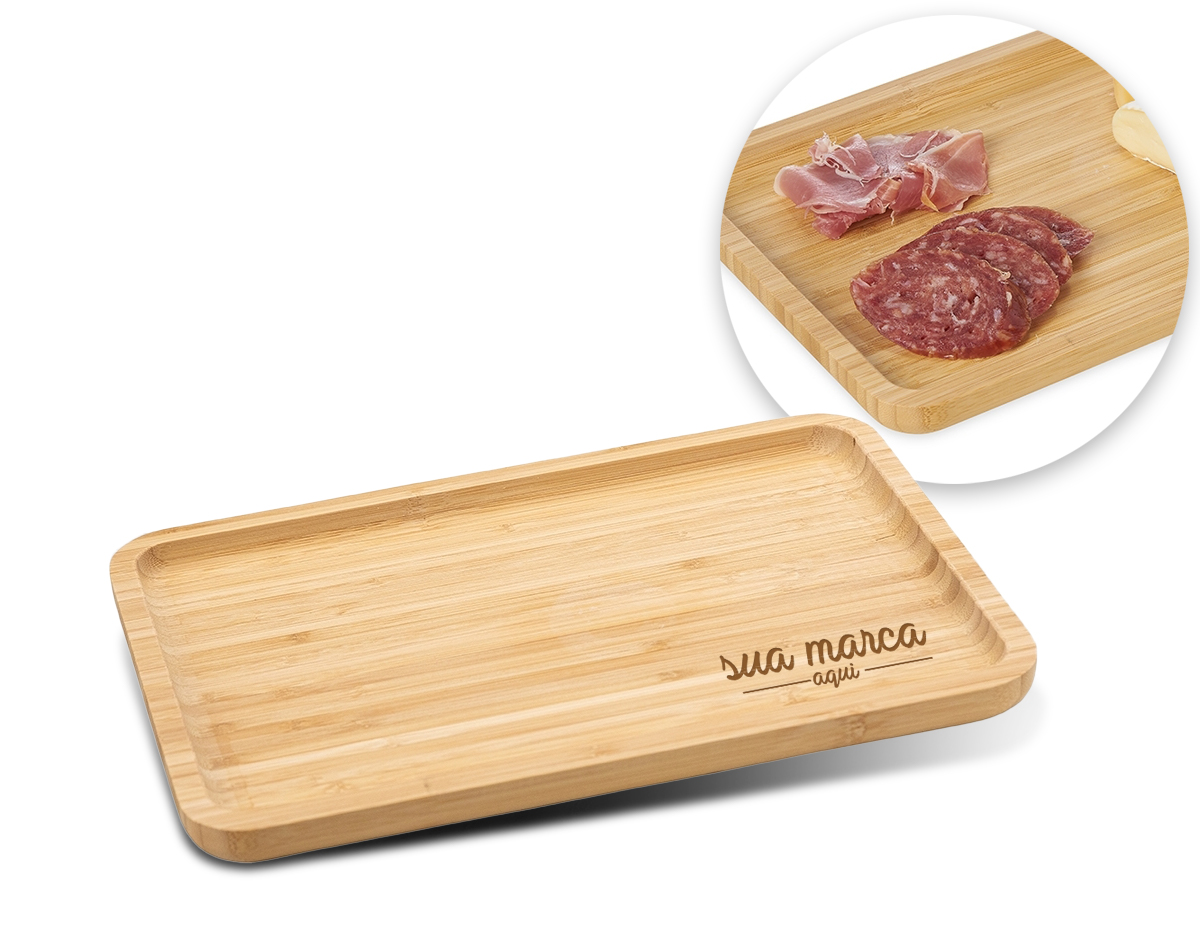  Petisqueira de bambu retangular 30 x 20
