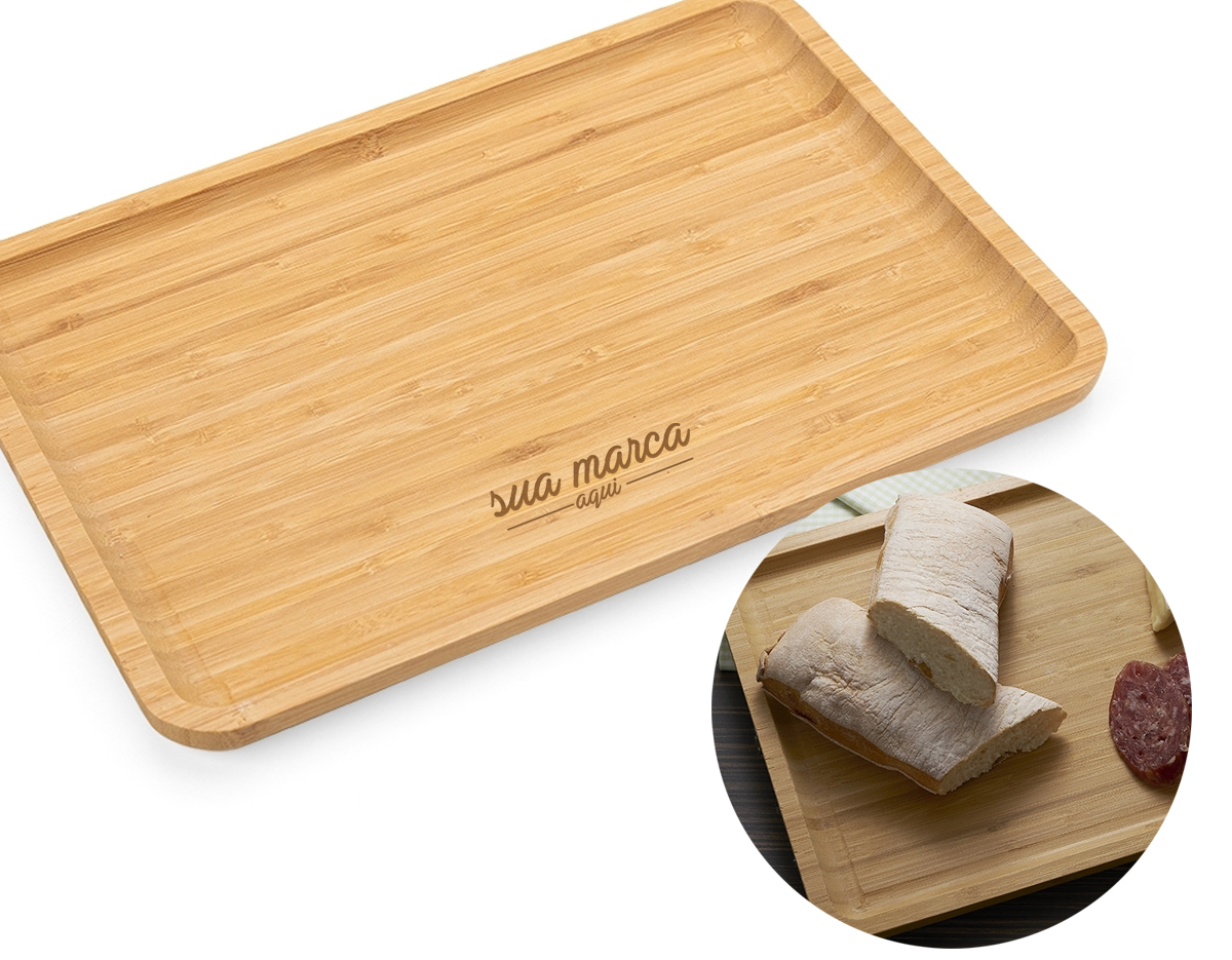 Petisqueira de bambu retangular 36 x 24