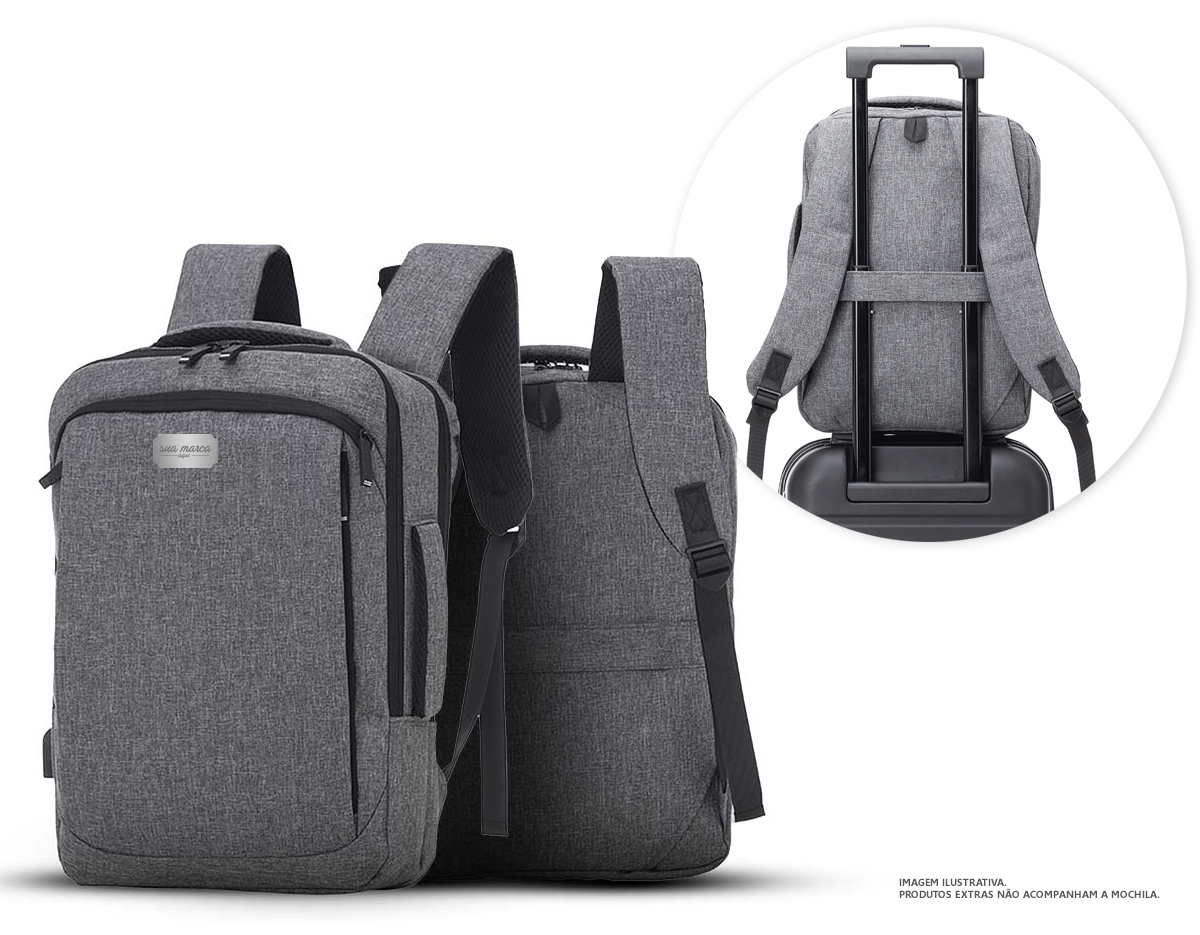 Mochila e Pasta para Notebook em tecido poliéster Compartimento para notebook.
Tamanho total do Notebook - 16,5¨