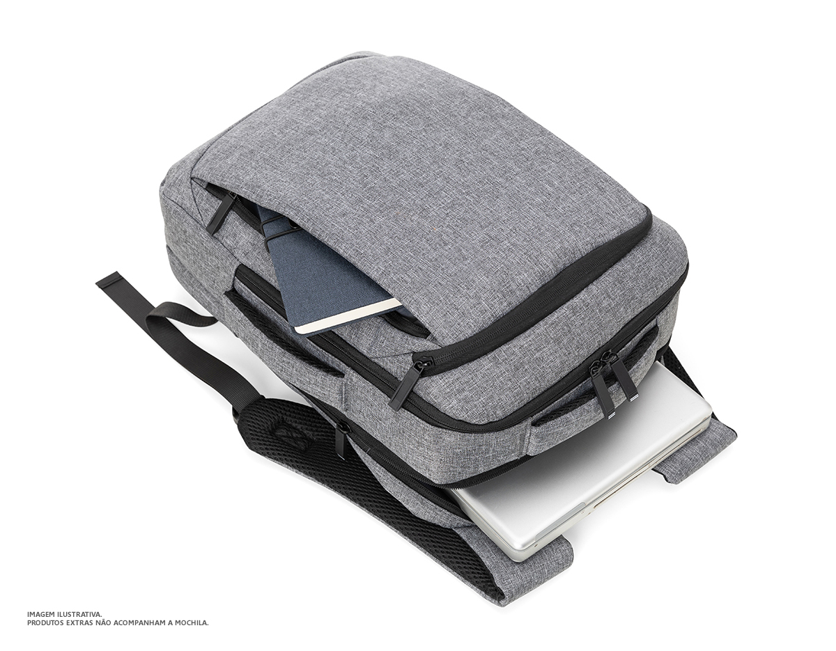 Mochila e Pasta para Notebook em tecido poliéster Compartimento para notebook.
Tamanho total do Notebook - 16,5¨