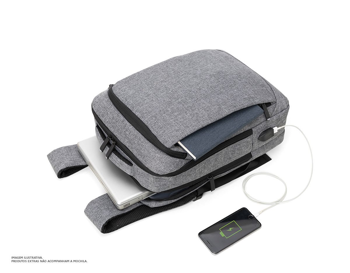 Mochila e Pasta para Notebook em tecido poliéster Compartimento para notebook.
Tamanho total do Notebook - 16,5¨
