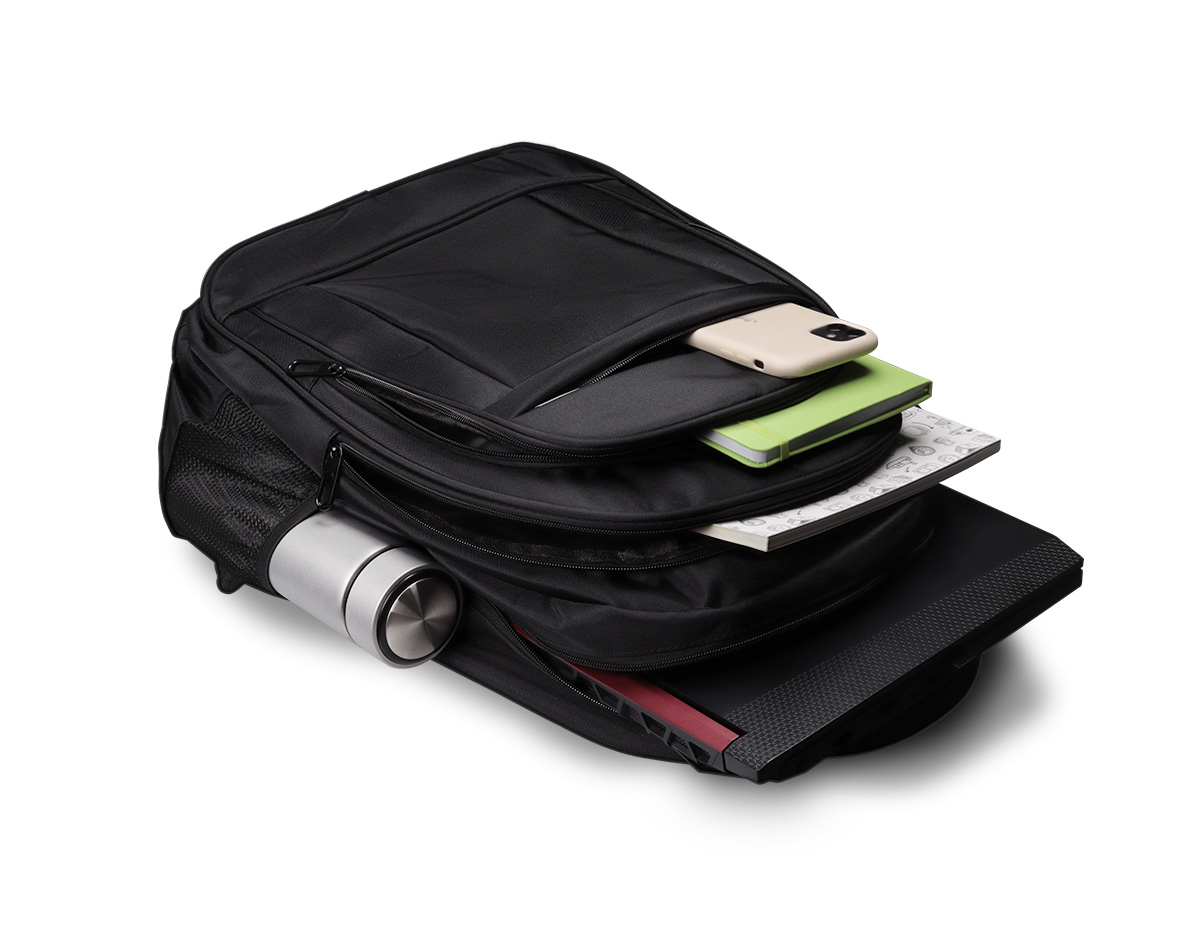 Mochila p/ Notebook em tecido poliéster Compartimento para notebook.
Tamanho total do Notebook - 18