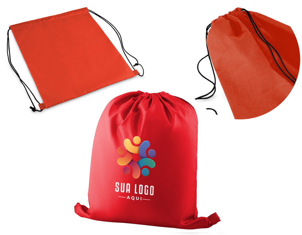 Sacola Mochila em tecido tipo Nylon 210gr resinado em fio 100% polyester