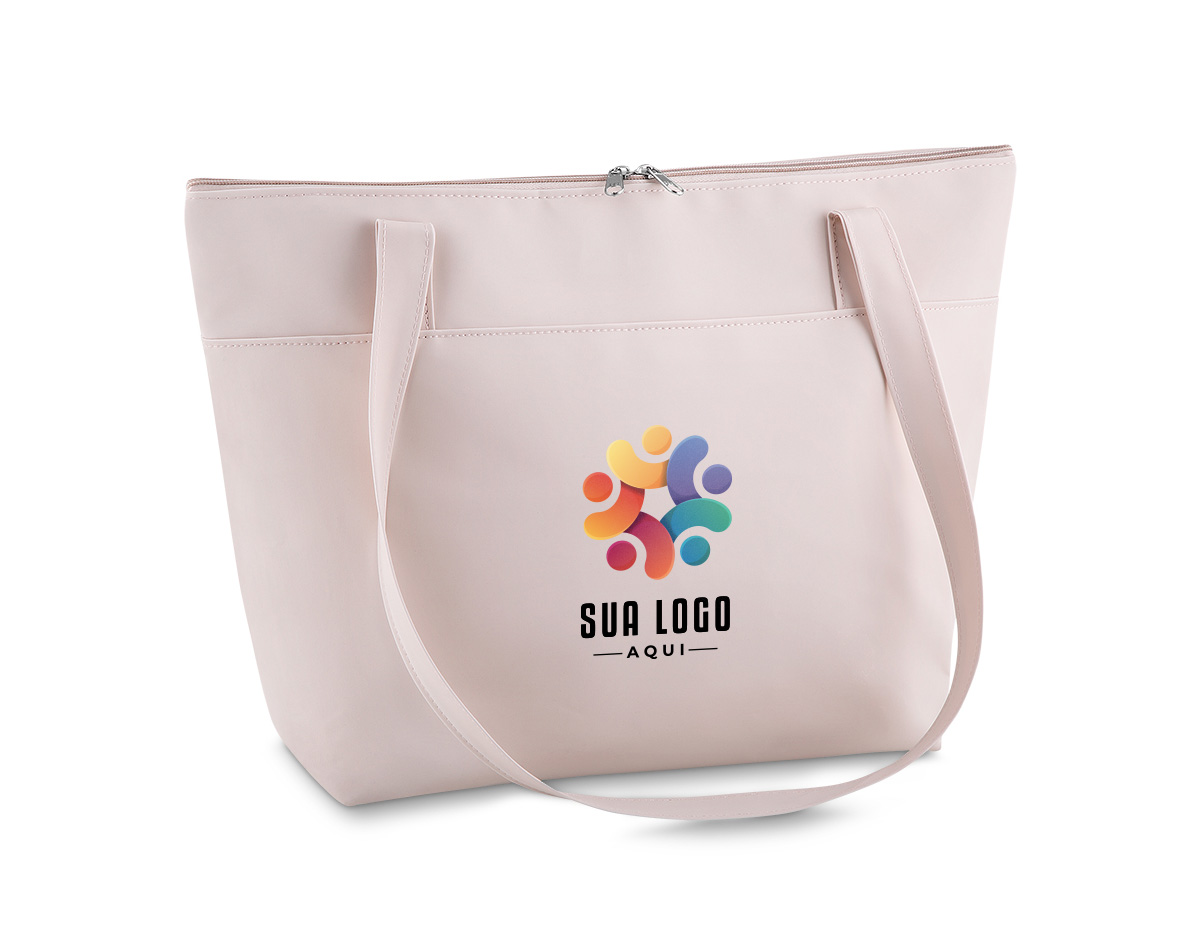 Bolsa térmica conservadora, capacidade 6,5 litros, nylon 420 e detalhe em couro sintético com alça de ombro