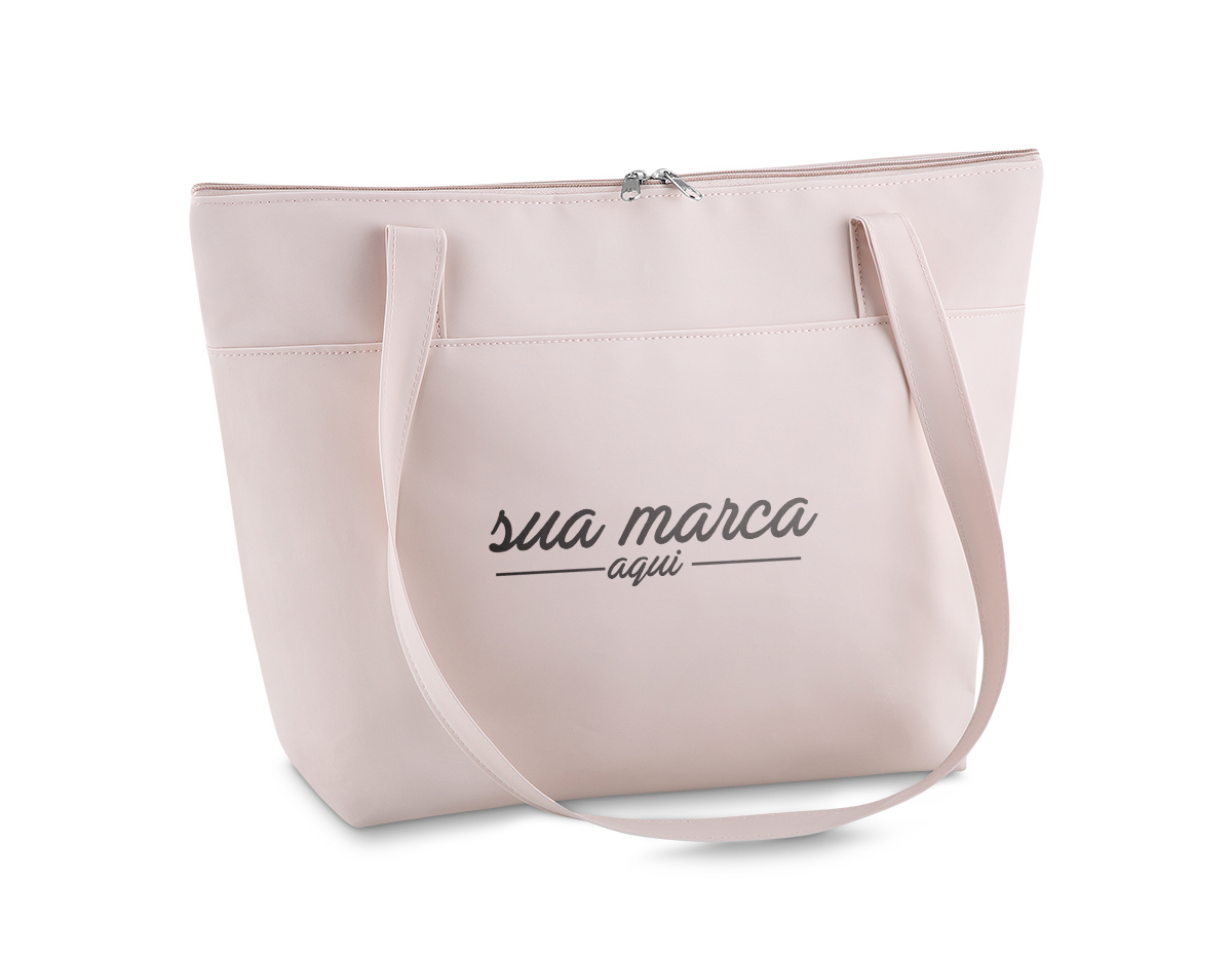 Bolsa térmica conservadora, capacidade 6,5 litros, nylon 420 e detalhe em couro sintético com alça de ombro