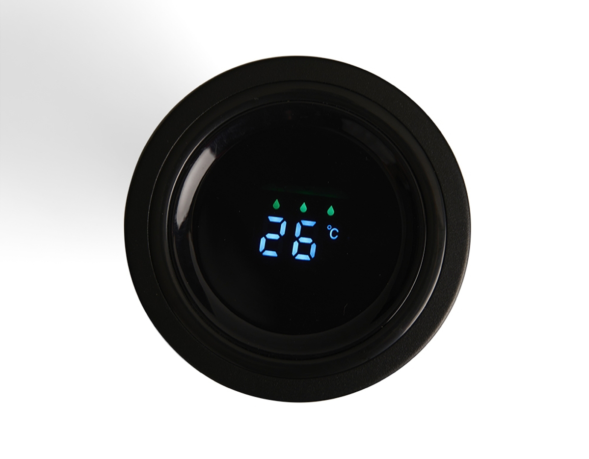 Caneca Térmica inox 500ml com infusor, e display LED com termômetro digital na tampa para indicar a temperatura do líquido.