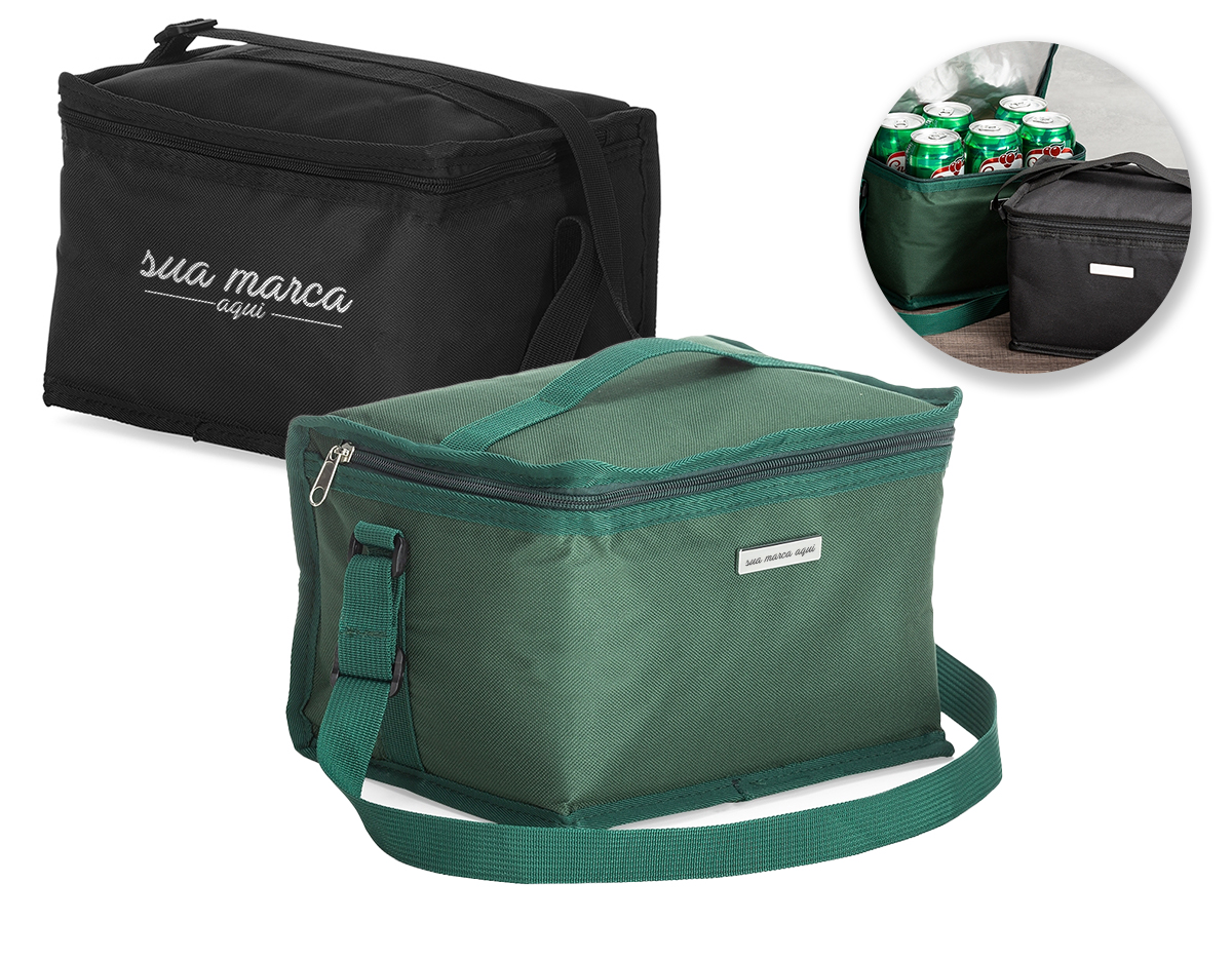 Bolsa térmica confeccionada em nylon, com capacidade de 9 litros, ideal para transportar alimentos e bebidas com praticidade. Possui bolso posterior em malha que facilita a organização de itens adicionais. Acompanha plaquinha metálica, indicada para personalização, agregando valor ao produto e tornando-o uma opção funcional para ações promocionais e brindes corporativos.