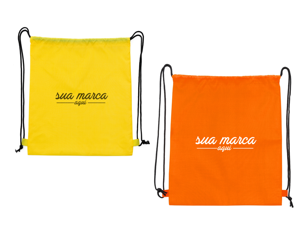 Mochila saco , com duas alças para costa, fechamento superior material em poliéster.