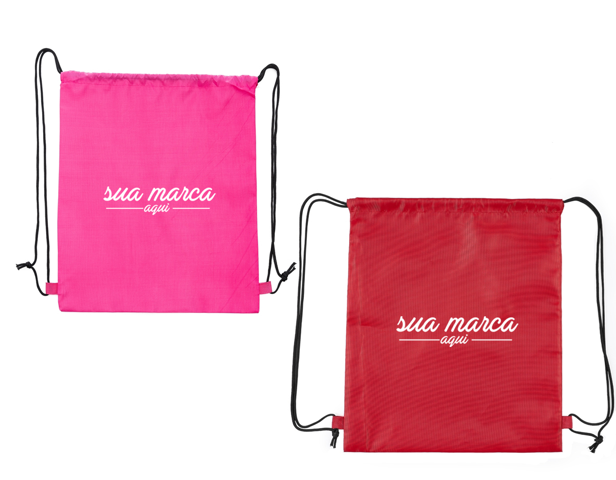 Mochila saco , com duas alças para costa, fechamento superior material em poliéster.