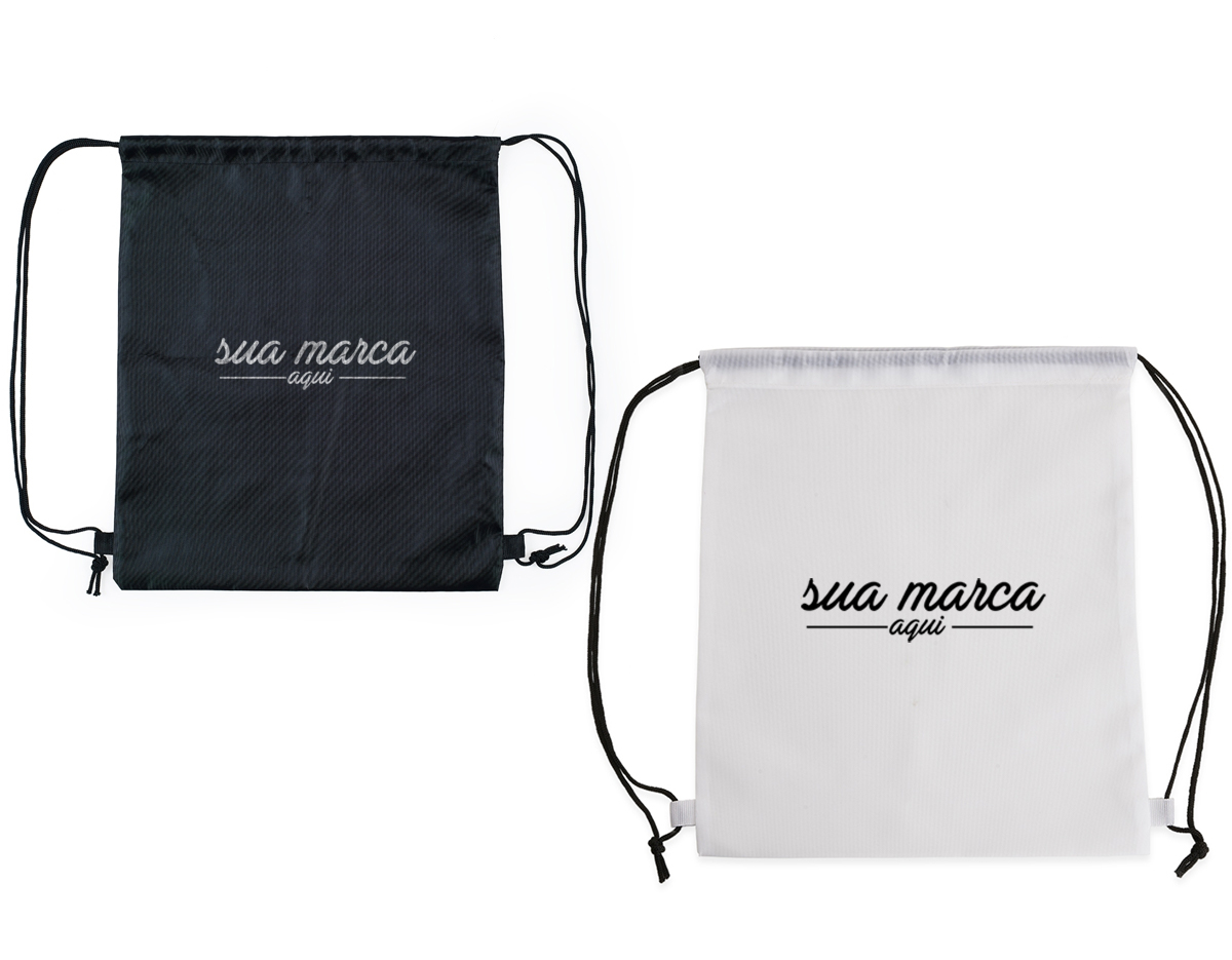 Mochila saco , com duas alças para costa, fechamento superior material em poliéster.