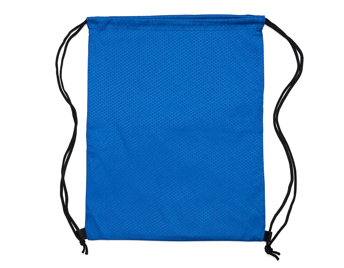 Mochila saco impermeável em fibra de poliéster. Contém bolso diagonal na parte frontal com entrada para fones de ouvido e alças de nylon.