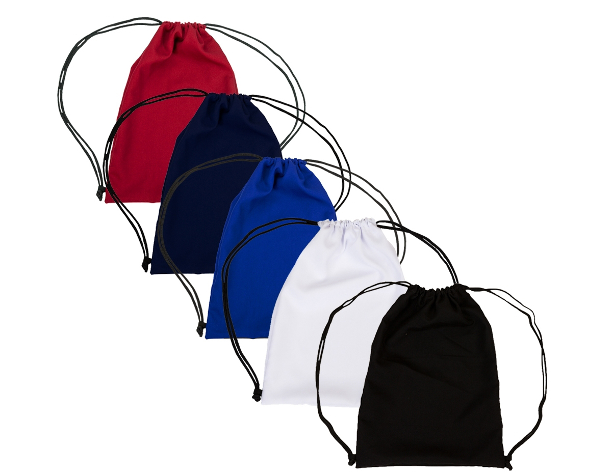 Mochila saco de microfibra com alças reguláveis.