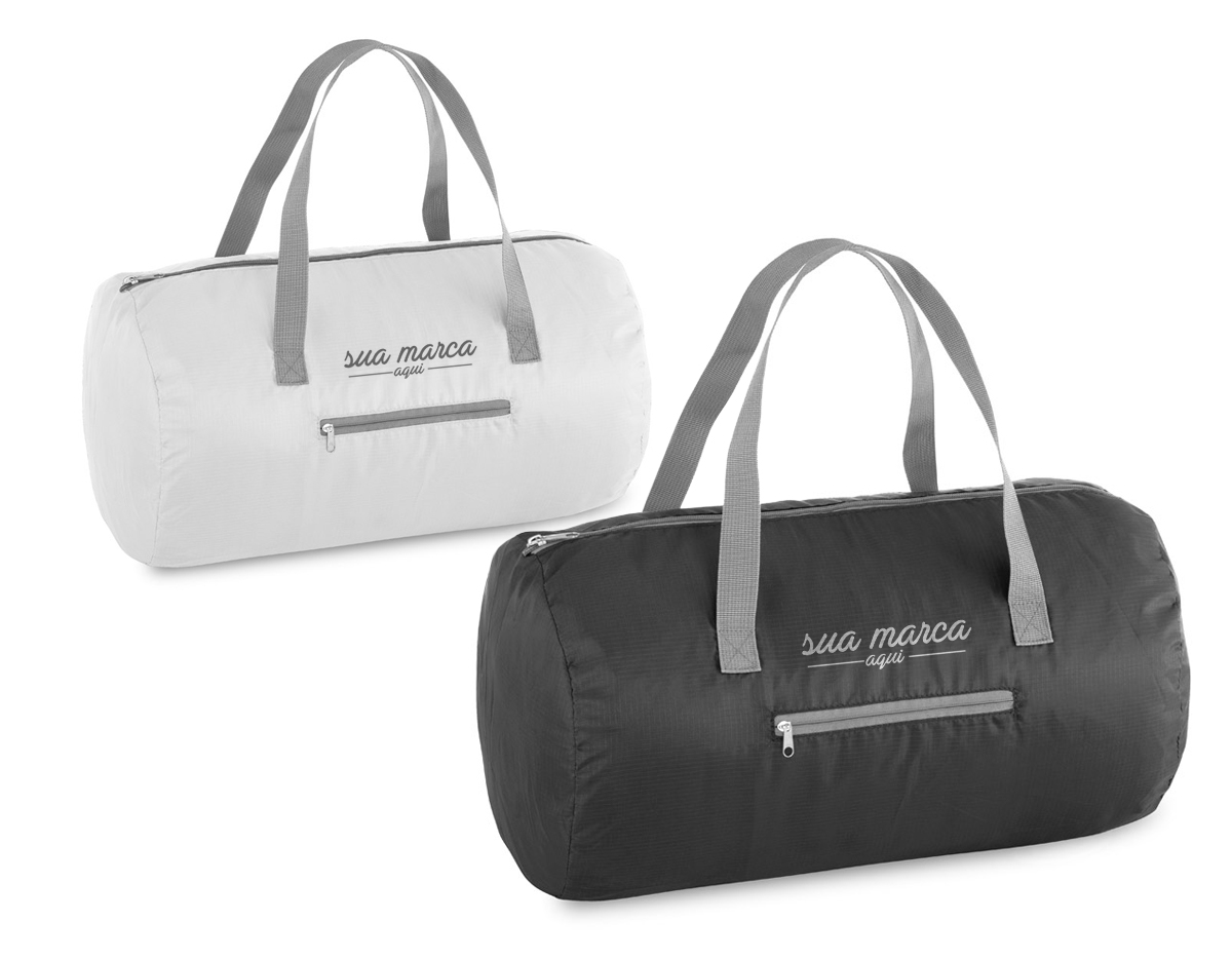 Bolsa esportiva dobrável em 210D ripstop com bolso frontal.