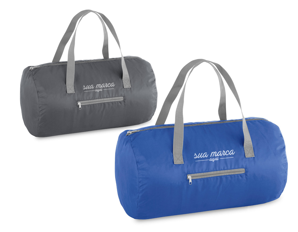 Bolsa esportiva dobrável em 210D ripstop com bolso frontal.