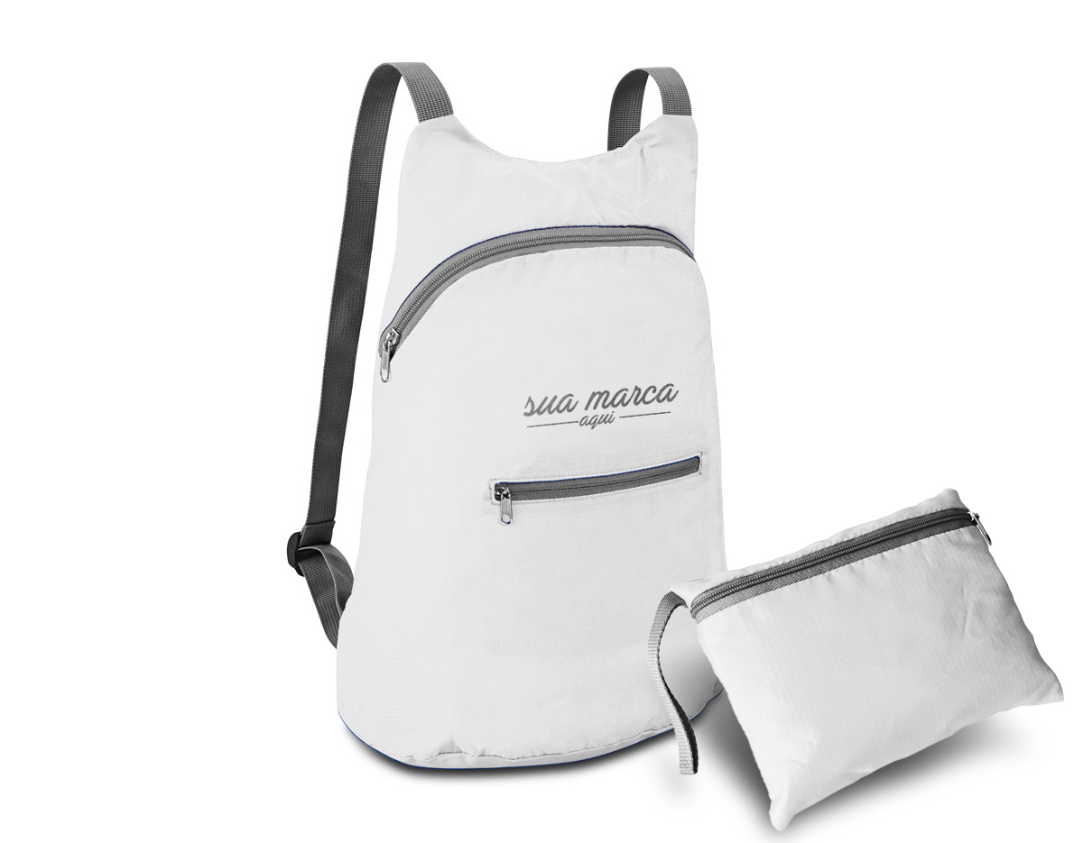Mochila dobrável em 210D ripstop com bolso frontal