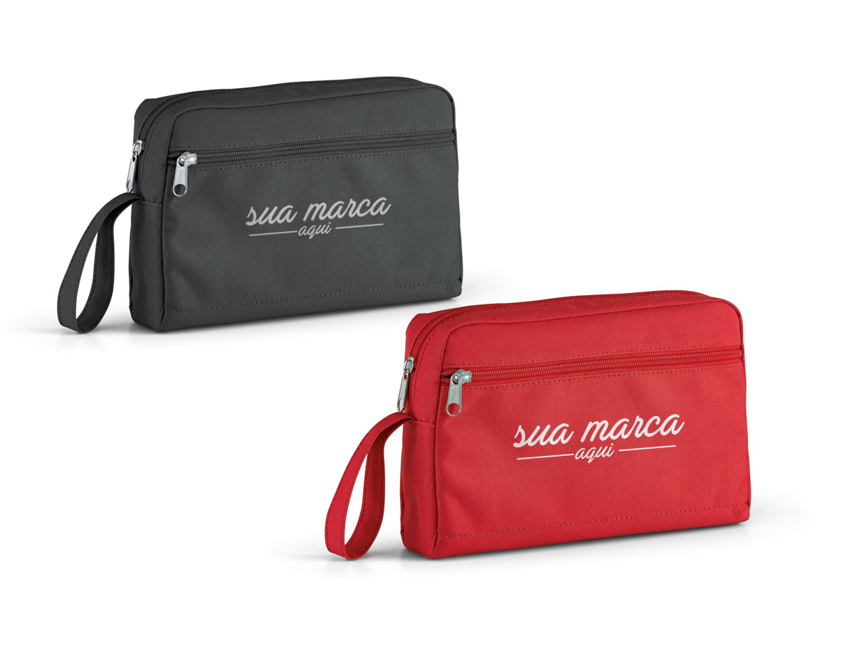 Necessaire com pega e bolso frontal em 300D