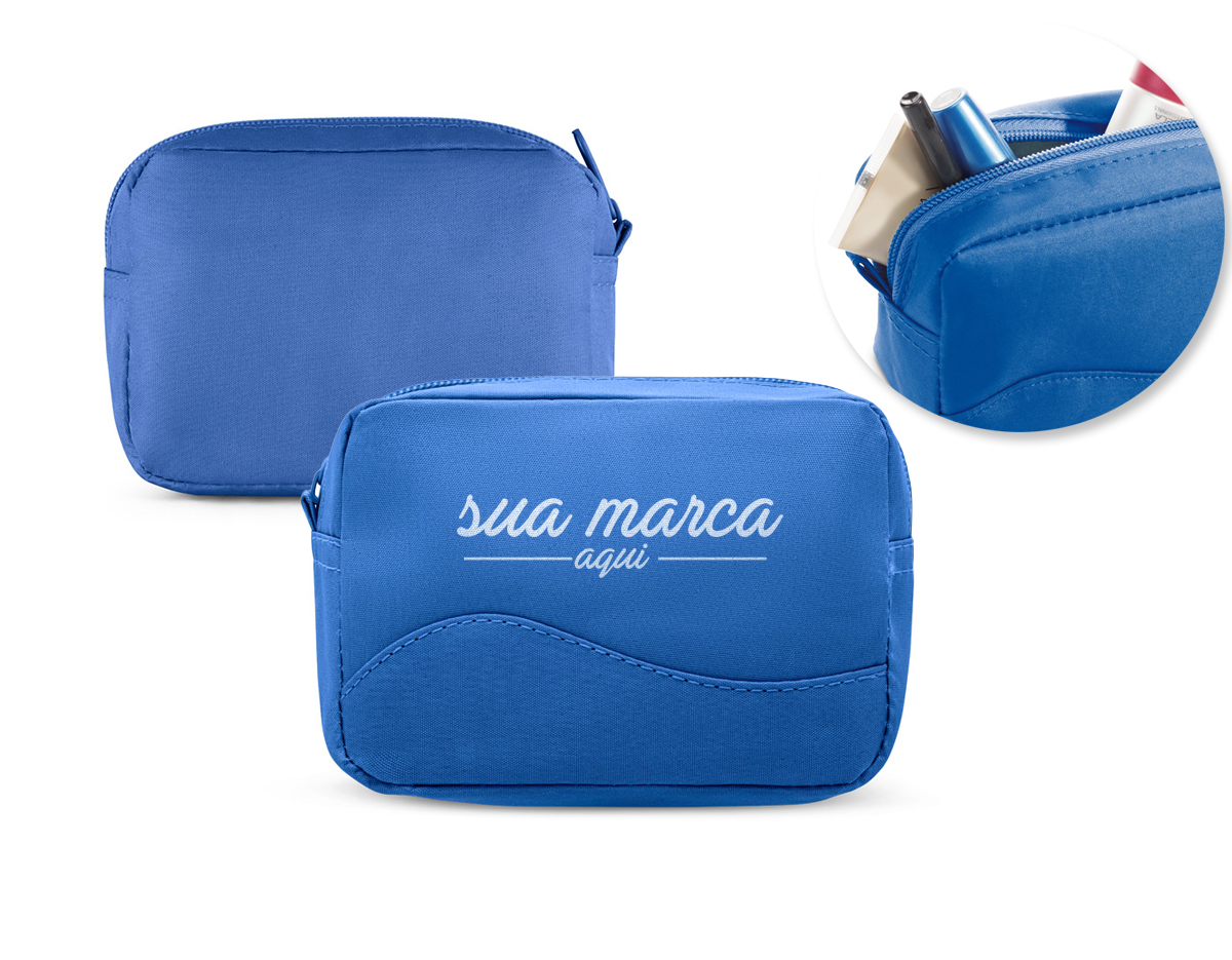 Bolsa multiusos em microfibra com zíper.