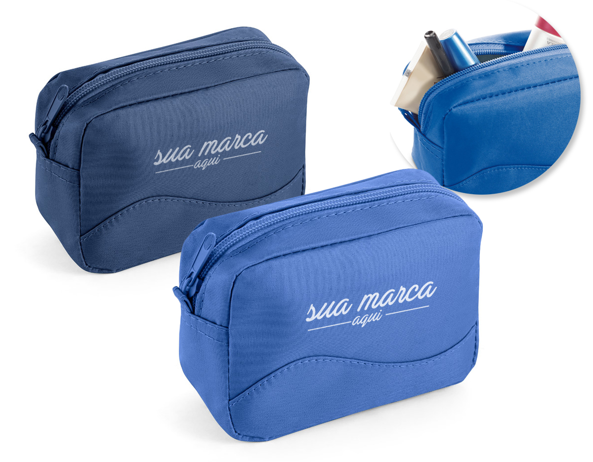 Bolsa multiusos em microfibra com zíper.